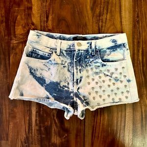 Acid Wash Studed Jean Shorts